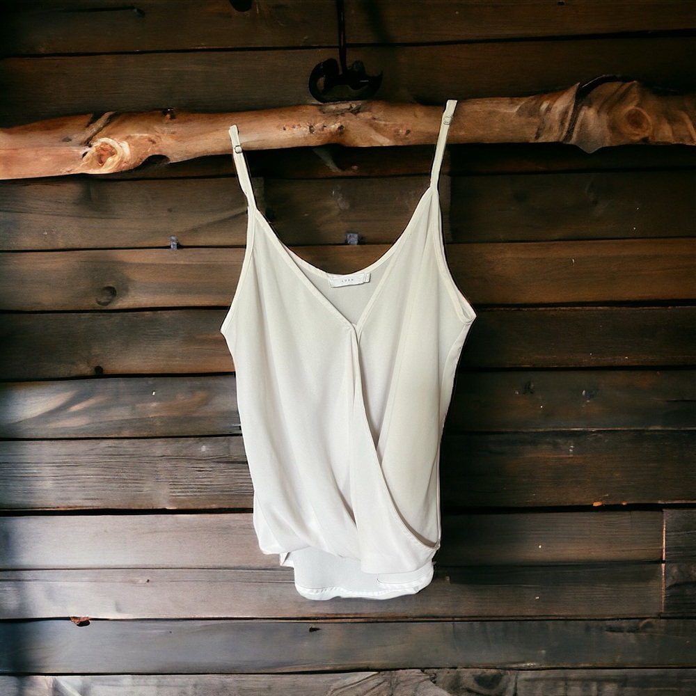 Lush Off White Tank Top with Cross Draping Perfect for Tummy Hiding